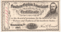 United States Of America The Southern Orphan Association Certificate 1 Dollar, 1867